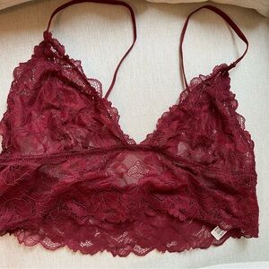 Free People Lace Bralette in Deep Red